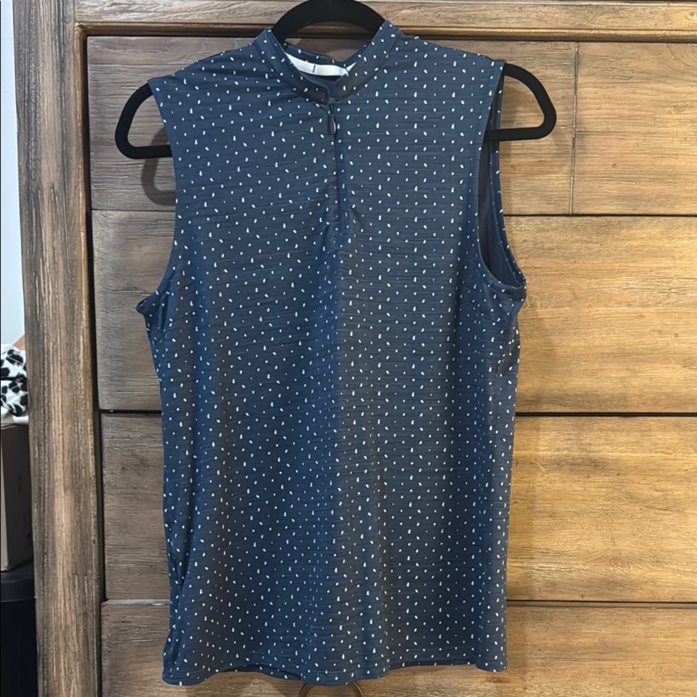 Puma Blue Buttoned Mandarin Collar Blouse